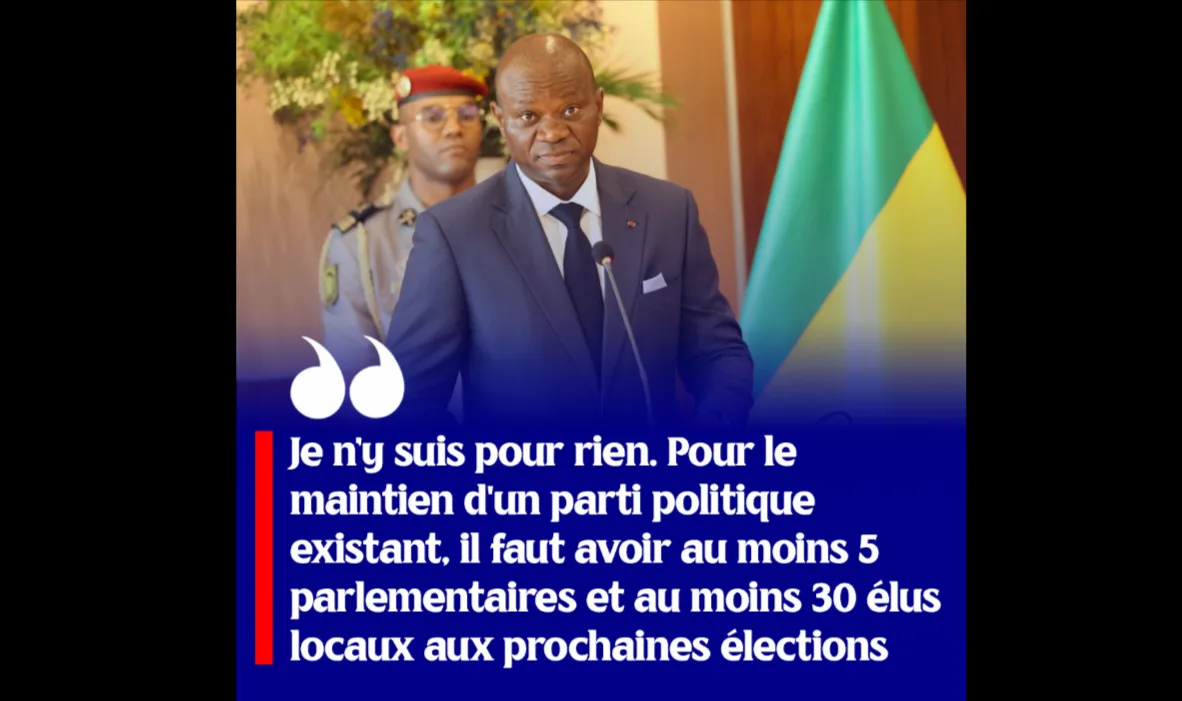 Pour la reconnaissance des partis politiques au Gabon : un minimum de 5 parlementaires et 30 élus locaux aux prochaines élections